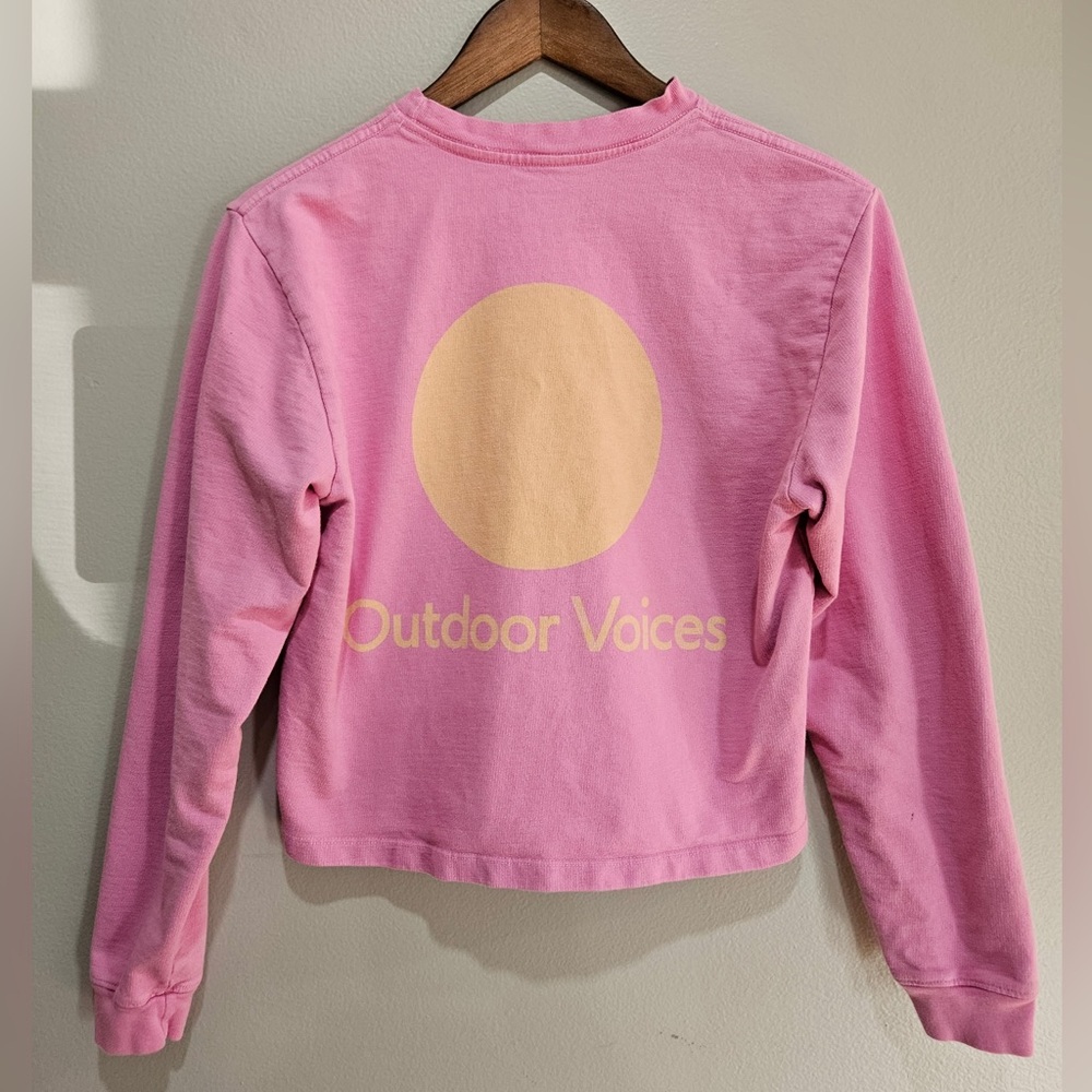 Outdoor Voices Pink Long Sleeve Crewneck Logo XS Made in USA